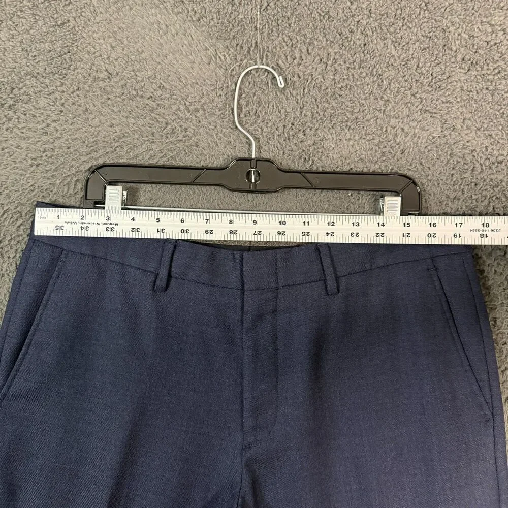 J Crew Dress Pants Mens 34x32 Blue Bowery Slim Fit Wool Slacks Formal